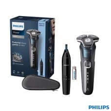 מכונת גילוח פיליפס Philips Series 5000 S5889/11 Wet & Dry כולל טרימר נשלף, קוצץ שערות אף ונרתיק נסיעות