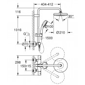 מערכת למקלחת GROHE Tempesta Cosmopolitan 210 Thermostatic דגם 26302001