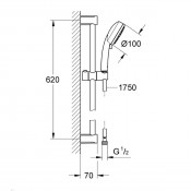 מוט קומפלט GROHE Tempesta Cube 110 דגם 26748003