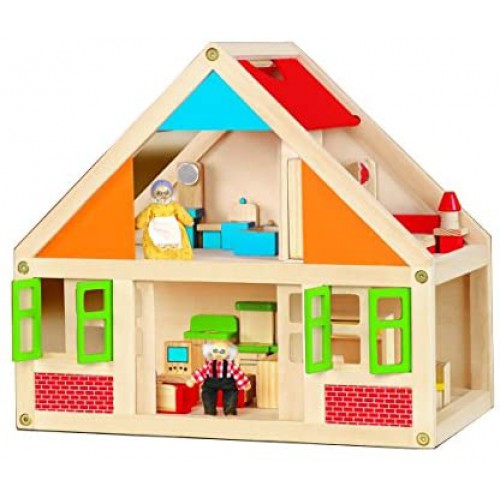 בית בובות דו קומתי מעץ VIGA דגם 56254 בית בובות דו קומתי מעץ VIGA דגם 56254
