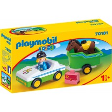 Playmobil 1.2.3 70181 Car with Horse Trailer