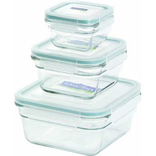 סט 3 קופסאות לאחסון מזון GLASSLOCK סט 3 קופסאות לאחסון מזון GLASSLOCK
