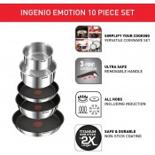 סט סירים ומחבתות 10 חלקים נירוסטה Tefal Ingenio Emotion 