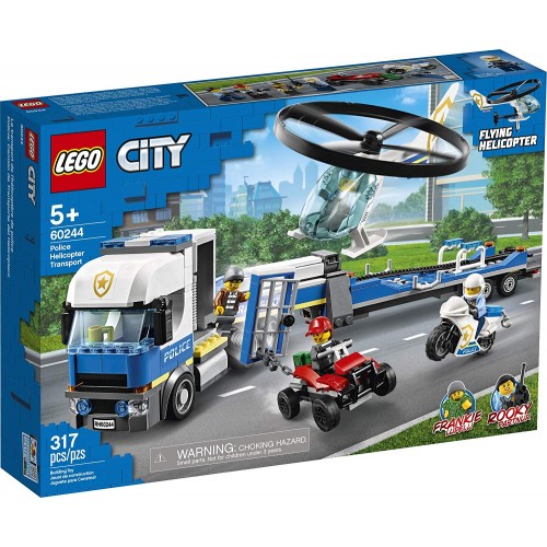 LEGO City 60244 Police Helicopter Transport with Motorbike and Truck