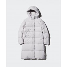 מעיל ארוך UNIQLO לנשים עם קפוצ'ון בצבע אפור בהיר