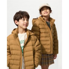 מעיל UNIQLO לילדים עם קפוצ'ון נשלף בצבע חום